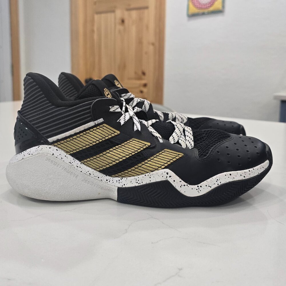 *Like New* Adidas Harden Stepback basketball shoes - black and gold colorway